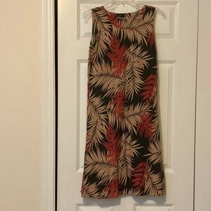 Vintage 90s Tropical Leaf Print Sleeveless Dress Size M
